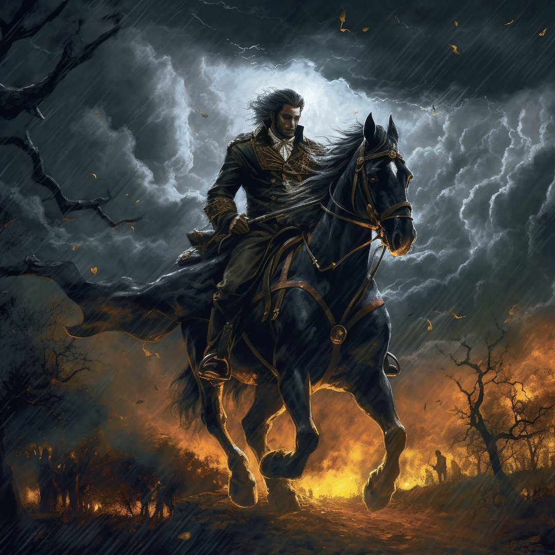 AI Artwork - Washington Irving as the Horsemen