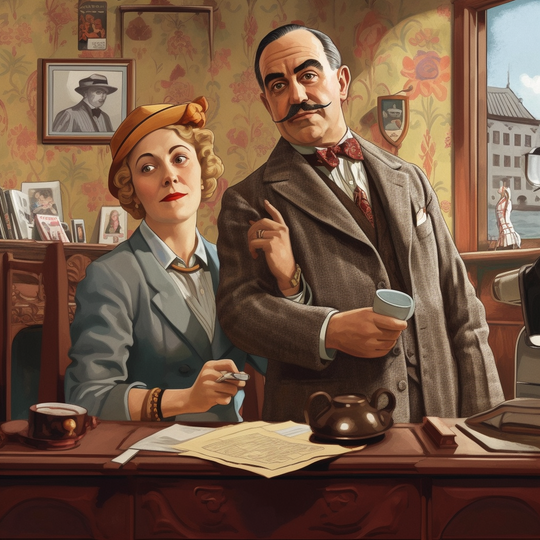 AI Artwork - Agatha Christie and Hercule Poirot
