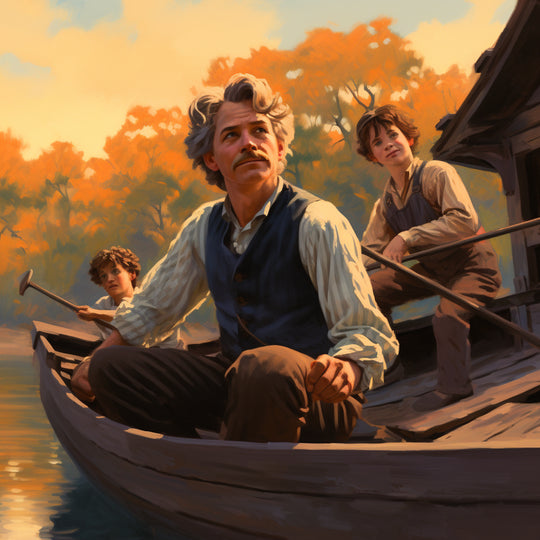 AI Artwork - Mark Twain, Huckleberry Finn, and Tom Sawyer