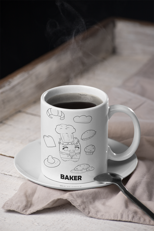 White Printed Coffeee Mug | Baker's Coffee Mug | Tracy Taylor Books