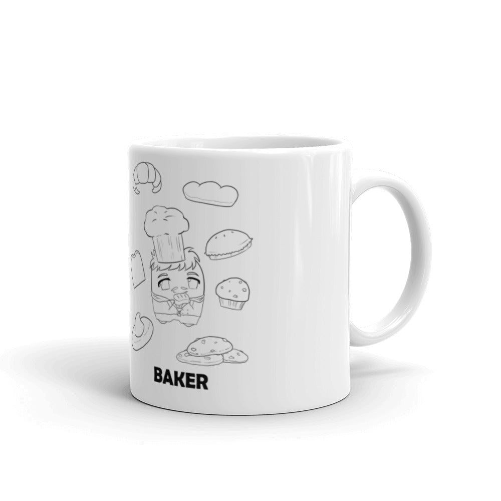 White Printed Coffeee Mug | Baker's Coffee Mug | Tracy Taylor Books